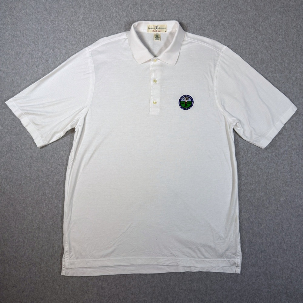 Fairway & Greene Mens White Mercerized Cotton Carolinas Golf Association Polo M